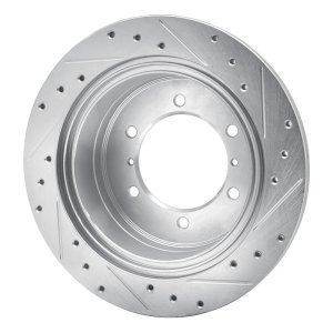 Mitsubishi Montero Brake Rotor (1) - Rear Left - R1 Concepts - Drilled & Slotted - Silver - `90-`04